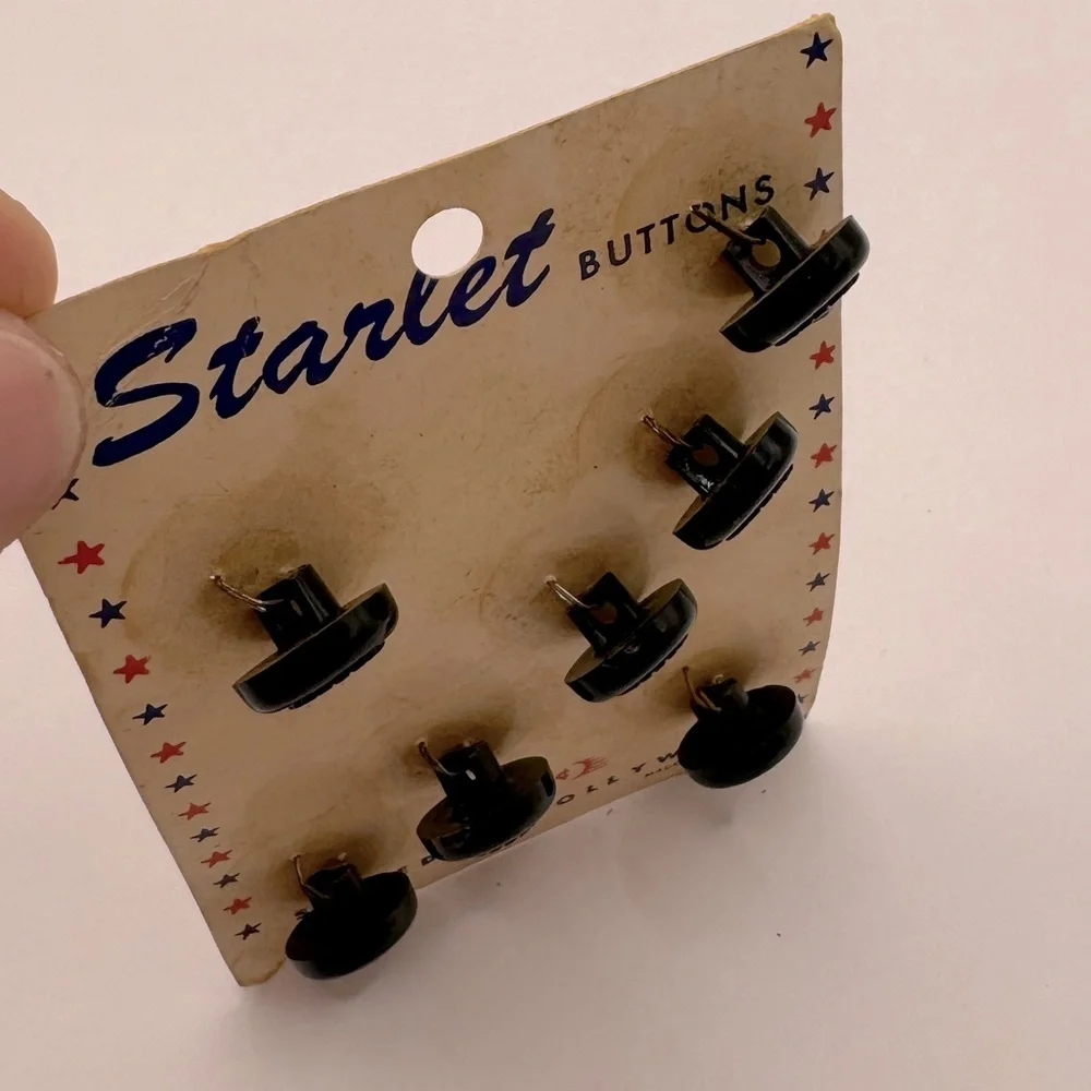 VINTAGE Starlet Black Plastic & Crystal Buttons